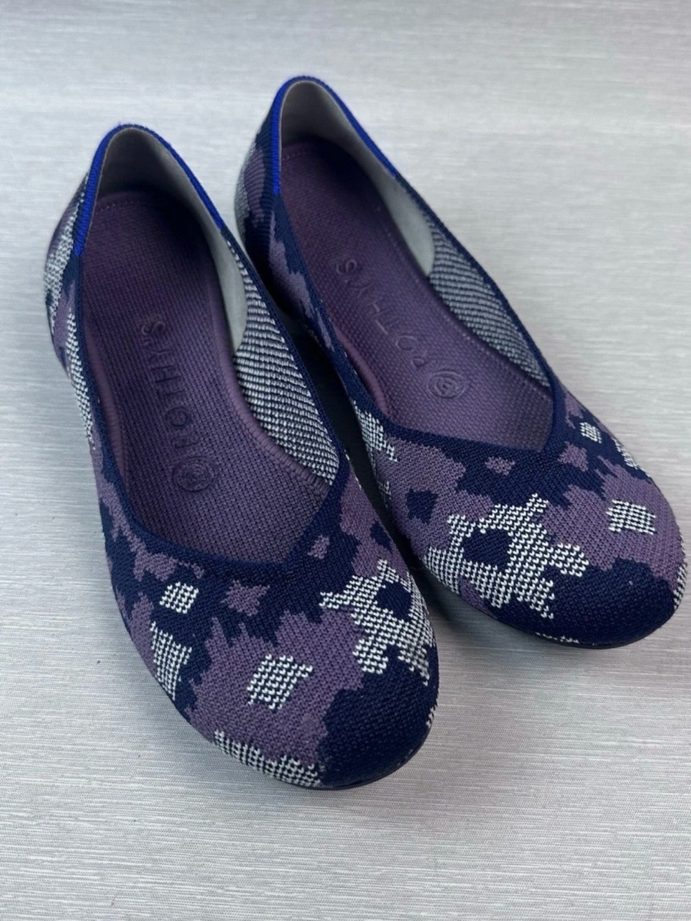 ROTHY’S The Flat Cap Round Toe Shoes Purple Textile Slipons Size 7